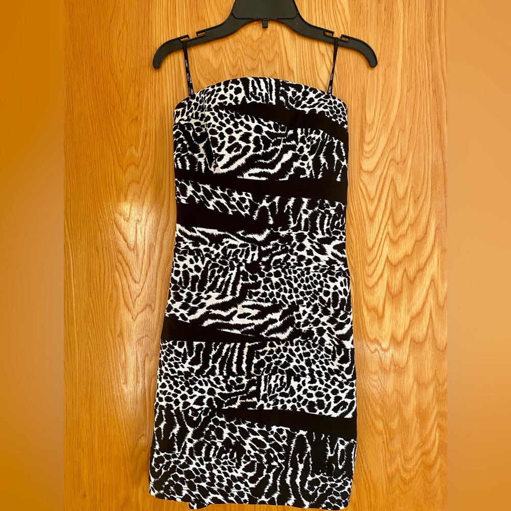 XOXO Cheetah-Zebra Print Strapless Dress | S